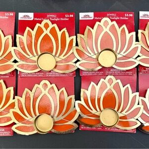 Gold and Orange Metal Tealight Holders Set of 8! NEW! Hippy/Bohemian/Natural